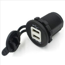 Portable étanche bleu LED 12-24V voiture moto allume-cigare prise double adaptateur d&#39;alimentation USB chargeur